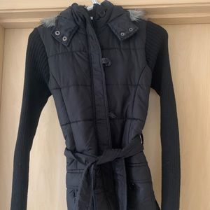 Black fitted Sweater jacket with hood